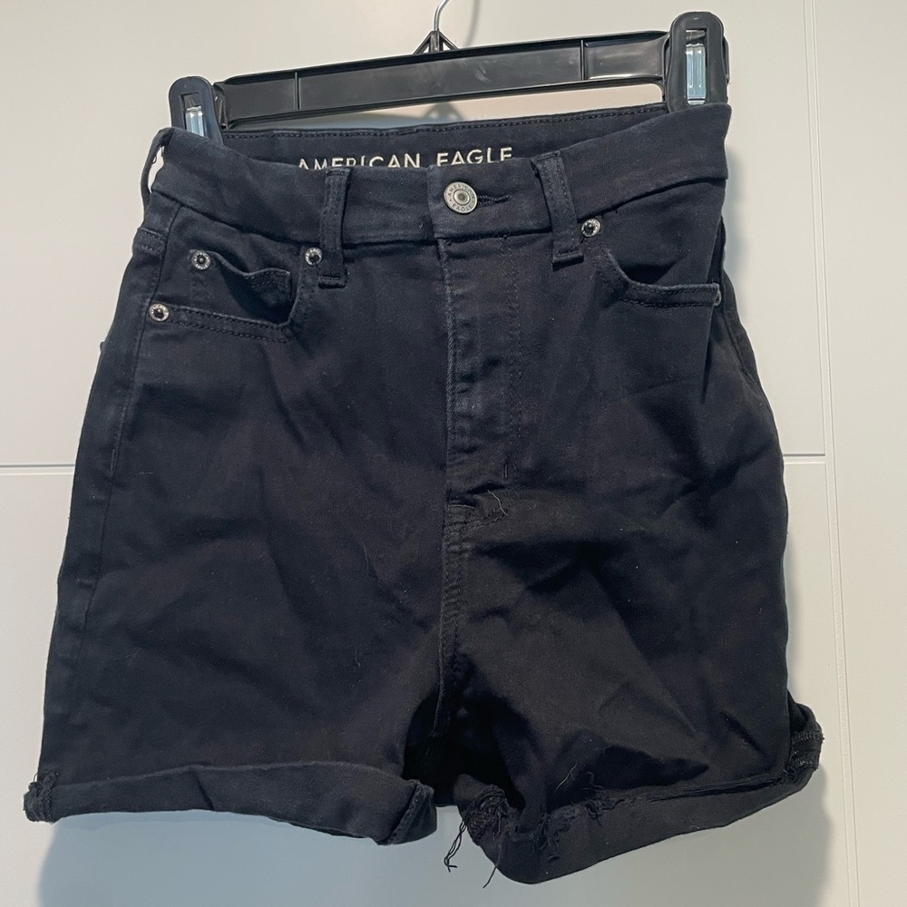 AEO Curvy high rise black shorts | Size 0